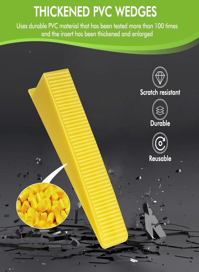 LUXART 200 PCS Reusable Tile Leveling System Wedges|Professional Thickened PVC Tile Levelers for Floor and Wall Installation|High-Strength Tile for Evenly Spaced Joints Lippage-Free Surfaces Yellow - Image 5